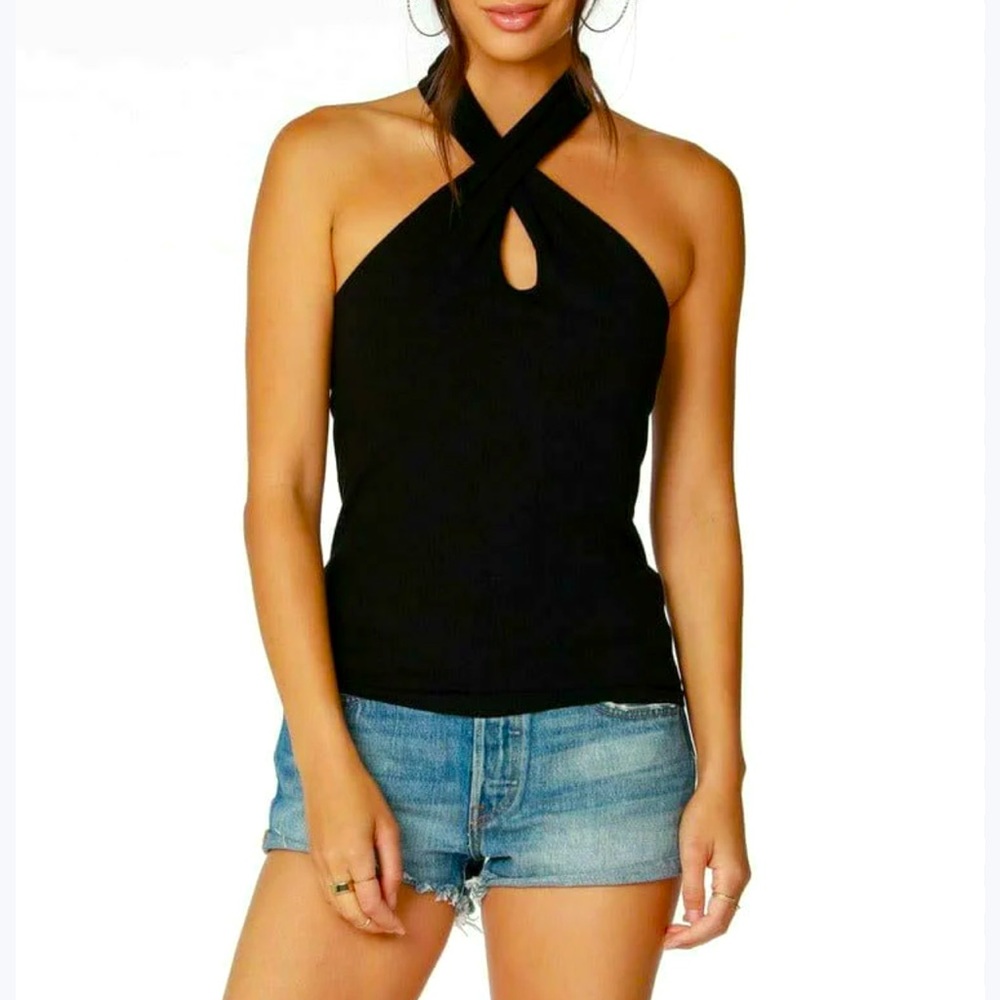 Bobi Los Angeles Cross Front Halter Top